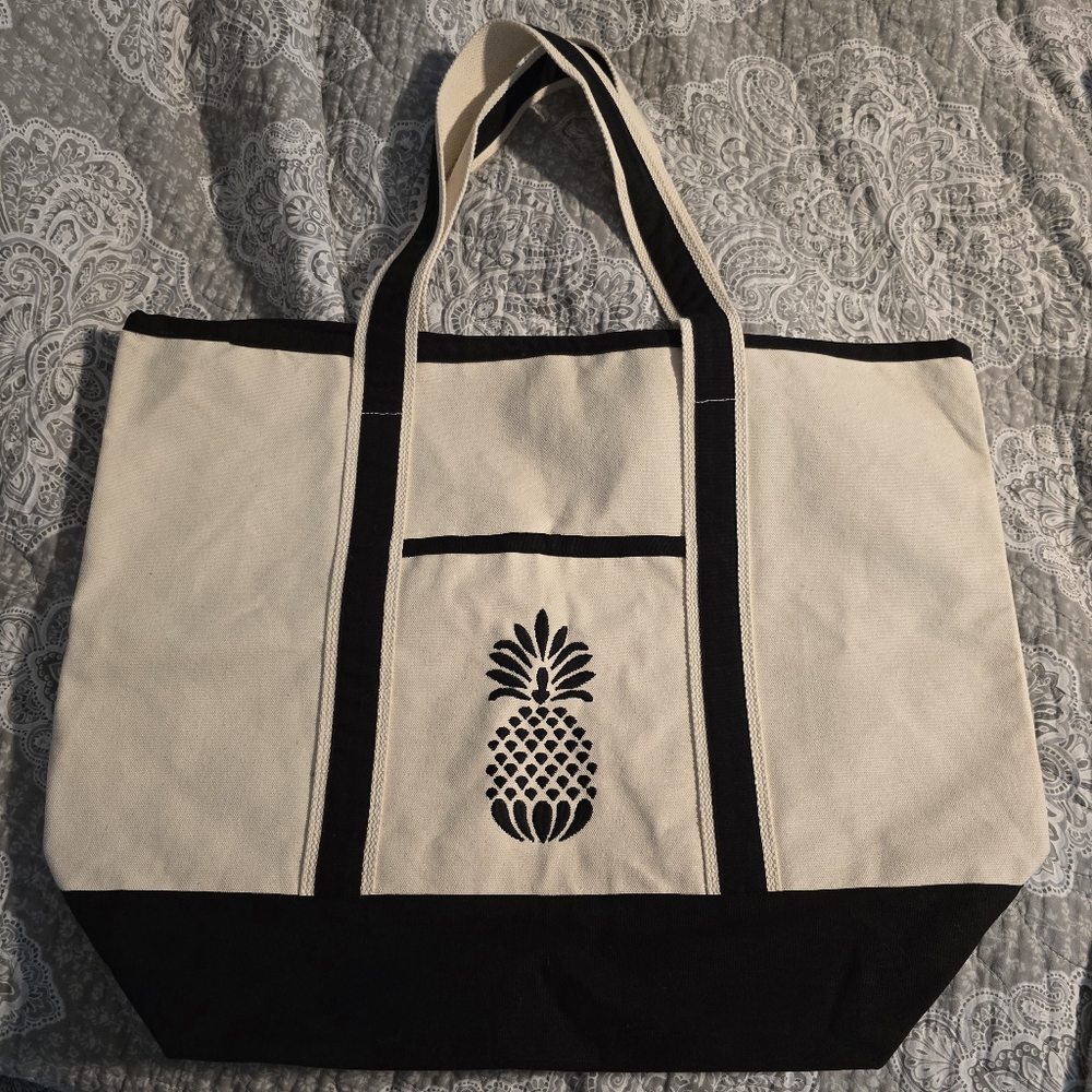 Canvas Tote Bag with Pineapple Design